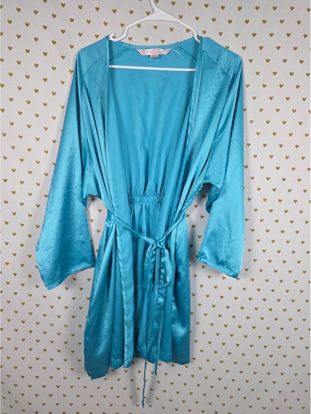 Victorias Secret Blue Silky Lounge Satin Silky Robe Vintage One Size fits all